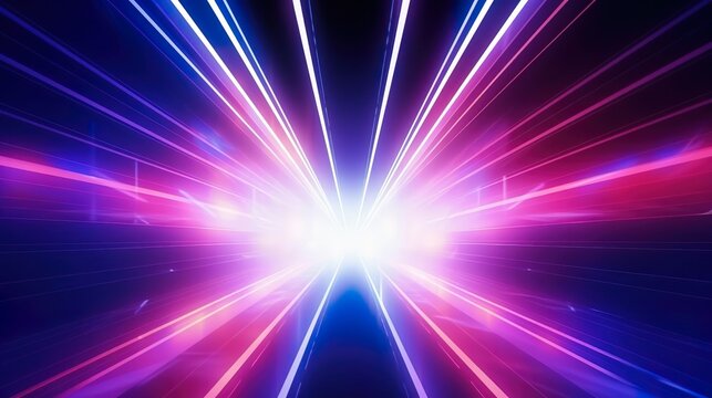 Abstract flight in retro neon hyper warp space