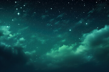 Fototapeta na wymiar night landscape with green sky