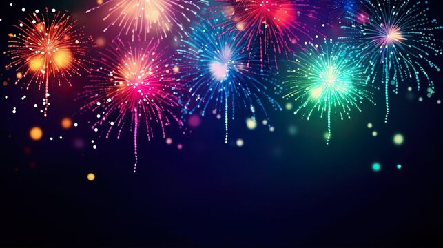 Abstract new year background with colorful fireworks