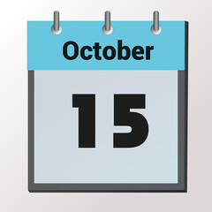 vector calendar page with date October 15, light colors