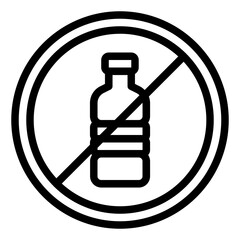 No Plastic bottle outline icon