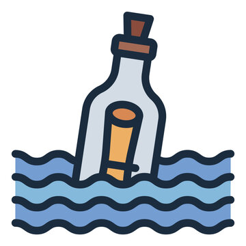 Message in Bottle filled line icon