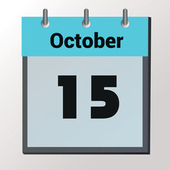 vector calendar page with date October 15, light colors