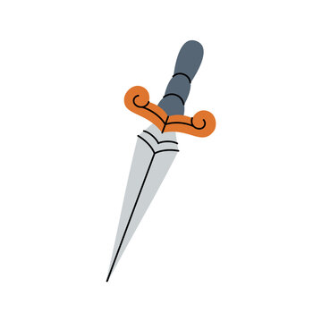 Knife, sword. Old school tattoo. Vector illustration.