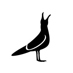 Seagull silhouette black white logo icon design template