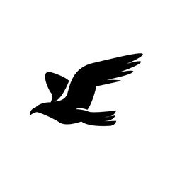 Seagull silhouette black white logo icon design template