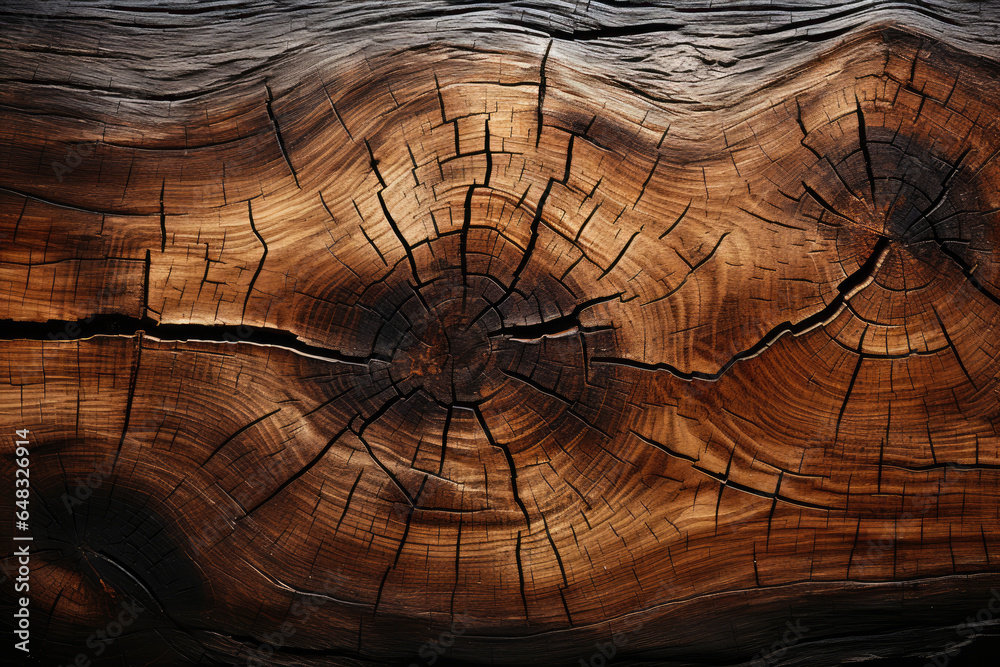 Poster solid wood texture cross section of tree trunk