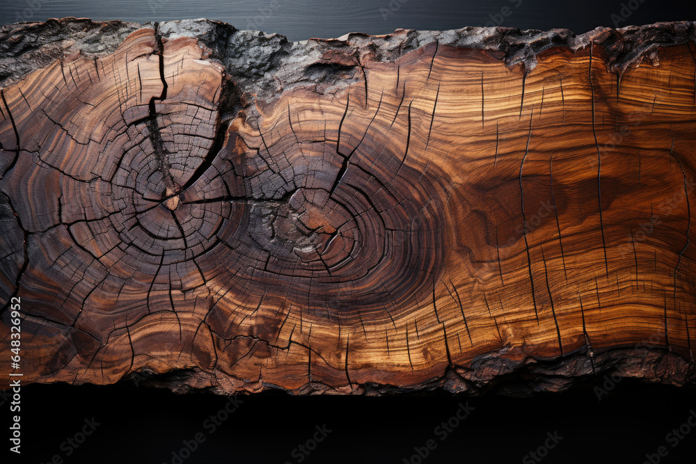 Poster solid wood texture cross section of tree trunk