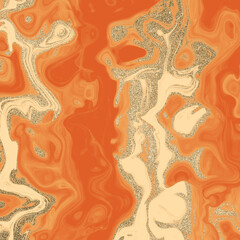 Red Orange Poured Silver Glitter 