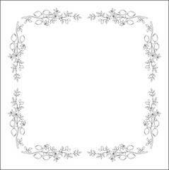 Vegetal ornamental frame with citrus fruits, leaves and flowers, border, corners for greeting cards, banners, business cards, invitations, menus. Isolated vector illustration.