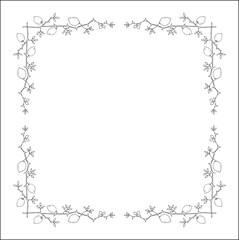 Vegetal ornamental frame with citrus fruits and leaves, border, corners for greeting cards, banners, business cards, invitations, menus. Isolated vector illustration.