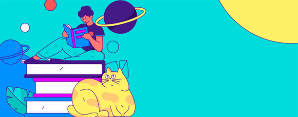 Online education remotely through online classes flat vector concept operation illustration