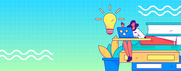 Online education remotely through online classes flat vector concept operation illustration