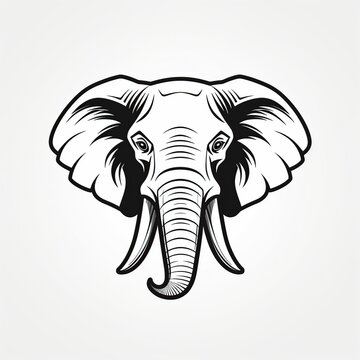  elephant head hunting, vintage monochrome, logo, hunting, cartoon, Comic style, t - shirt design, whit background,Generative AI	