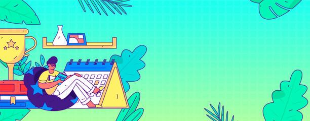 Online education remotely through online classes flat vector concept operation illustration