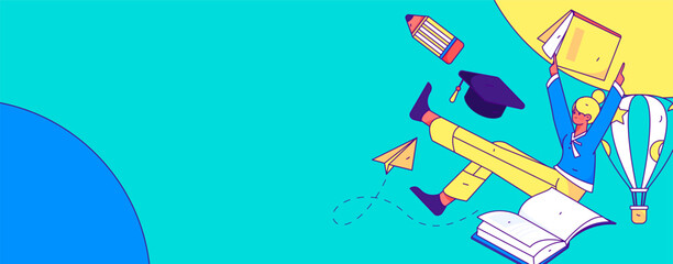 Online education remotely through online classes flat vector concept operation illustration