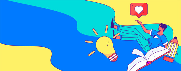 Online education remotely through online classes flat vector concept operation illustration