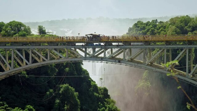 Bridge over waterfall