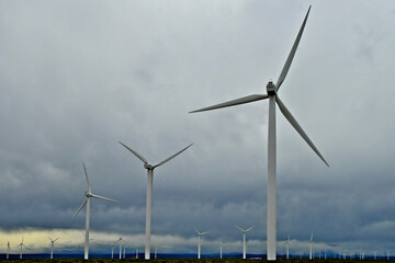 Giant turbine farm on Interstate 80 east of the Fort Bridger Exit, Wyoming 