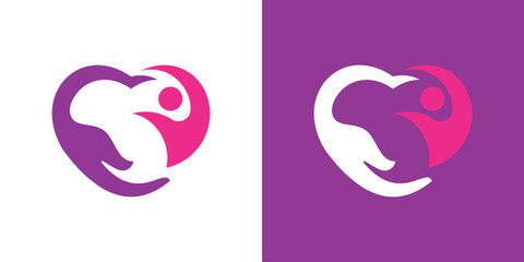 Health logo design, combination of hands, love and people. - obrazy, fototapety, plakaty