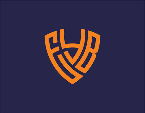 EYB creative letter shield logo design vector icon illustration