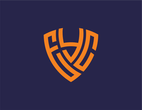 EYC creative letter shield logo design vector icon illustration