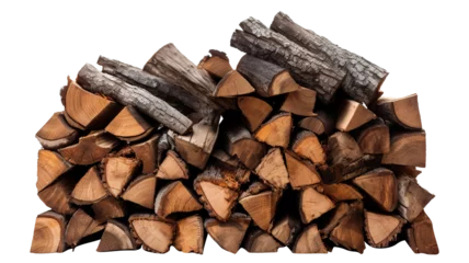 Tuinposter Stacked firewood cut out © Yeti Studio