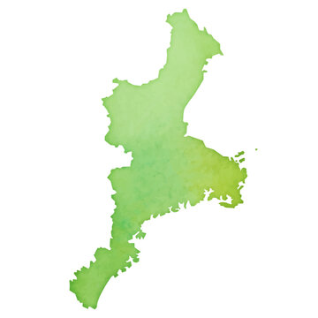 水彩風の三重県地図のイラスト
