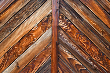 Weathered wood slats in Chevron pattern