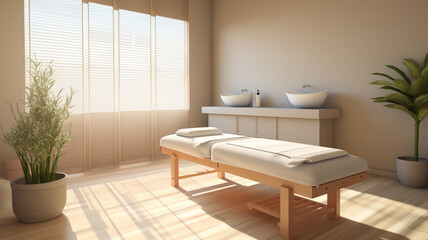 Spa massage room in modern wellness center - 3D Rendering
generativa IA