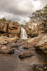 cachoeira no distrito do Tabuleiro, cidade de Conceição do Mato Dentro, Estado de Minas Gerais, Brasil