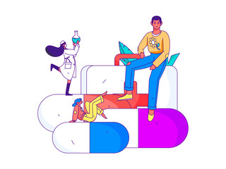 Obraz premium Doctor epidemic prevention and anti-epidemic flat vector concept operation illustration