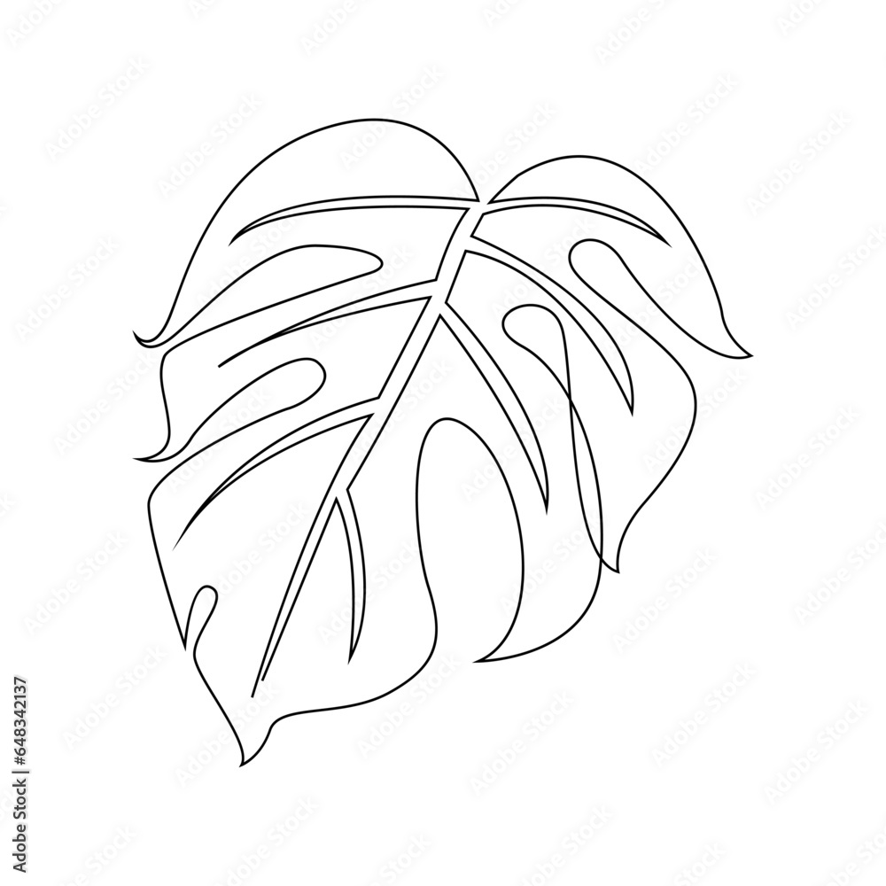 Wall mural Monstera continuous Line illustration - Wall murals