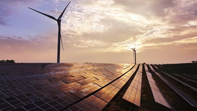 Aerial photography of outdoor large-area solar new energy