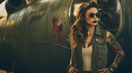 Vintage style 1930's Female Pilot