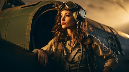 Vintage style 1930's Female Pilot