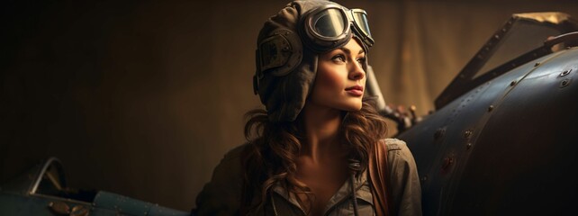 Vintage style 1930's Female Pilot