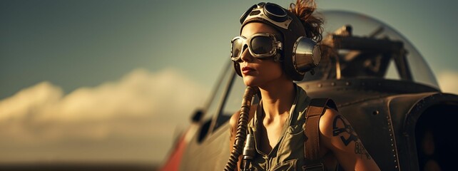 Vintage style 1930's Female Pilot