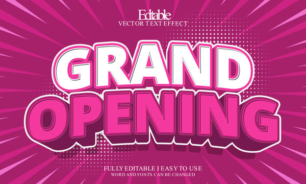 3d grand opening editable text effect style
