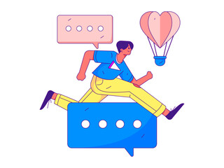 Virtual social concept business flat vector illustration