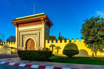 Famous gates of royal castle in Fes Morocco, 2019
