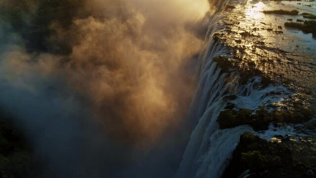 Sunset Aerial view of Victoria Falls, Africa