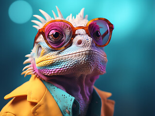 stylish glasses chameleon, generative ai