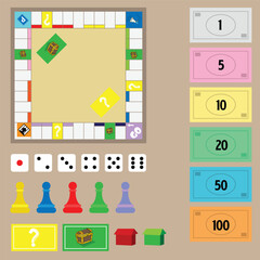 monopoly game set - obrazy, fototapety, plakaty