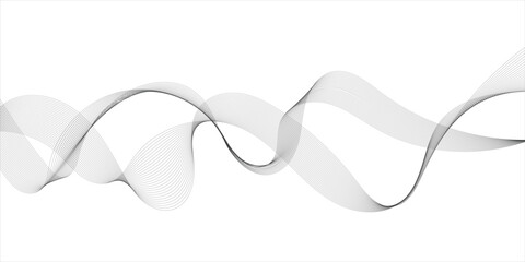 Abstract wave element for design. Digital frequency track equalizer. Stylized line art background. Vector illustration. Wave with lines created using blend tool. Curved wavy line, smooth stripe.