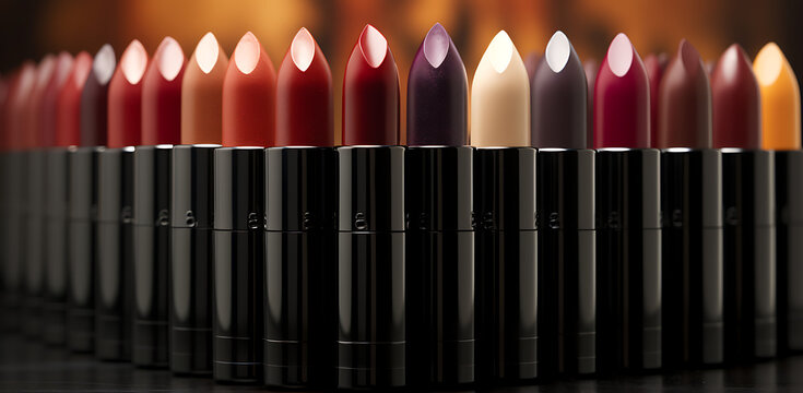 lipsticks of various colors, generative ai