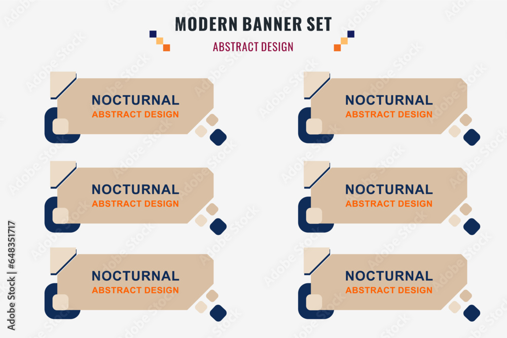 Wall mural modern abstract vector banner set. flat geometric shape with different colors and different style. t