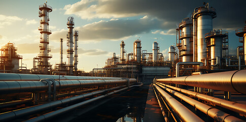 gas plant, oil, factory, pipe, generative ai