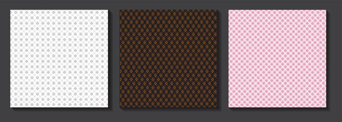 Seamless pattern set, abstract floral background, vector