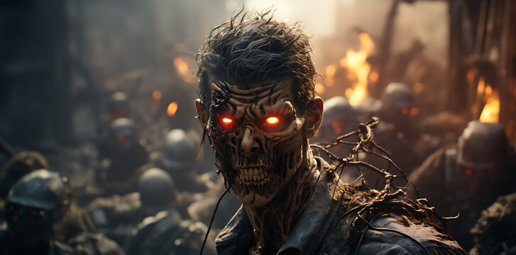 zombie with multiple zombies, generative ai